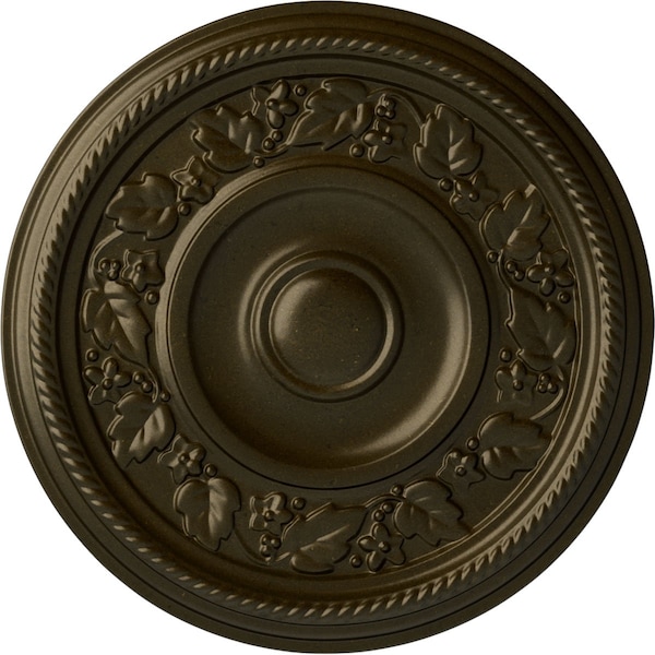Ekena Millwork Tyrone Ceiling Medallion (Fits Canopies up to 6 3/4"), Hand-Painted Green Gold, 16 1/8"OD x 3/4"P CM16TYGGS - main